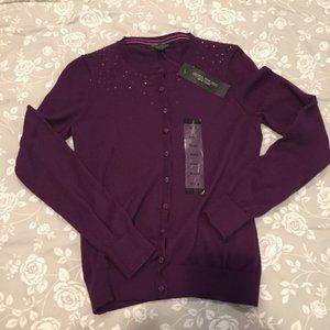 New Central Park West New York Cardigan Sweater Sequin Beads Small